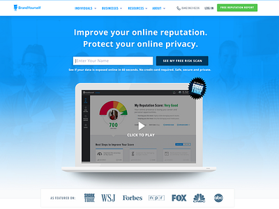 BrandYourself Homepage A/B Test