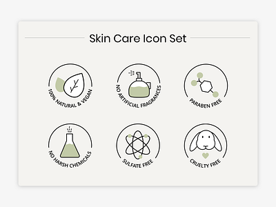 Skin Care Icon Set branding design green icon icon design icon set iconography icons icons set iconset natural skin skin care skincare ui ui design user inteface vector vector illustration vegan