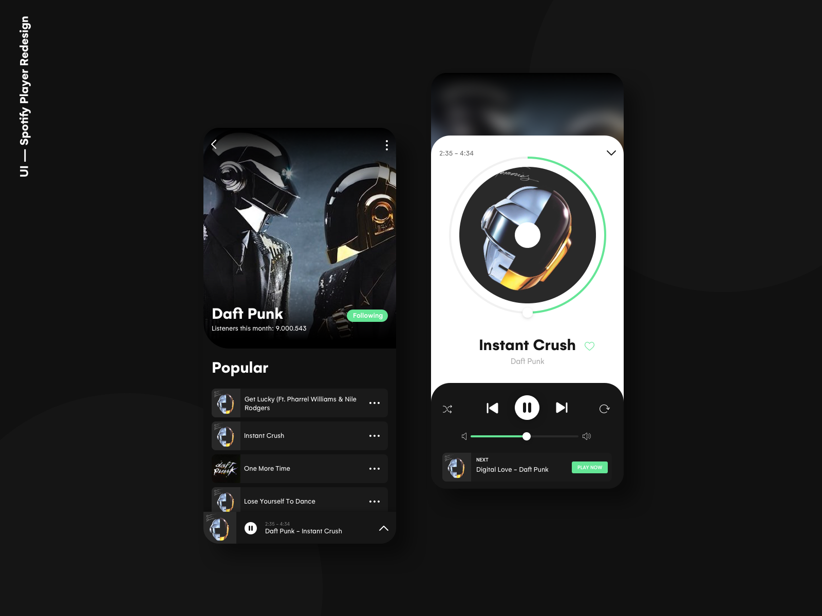 Example of Spotify Music Player Concept