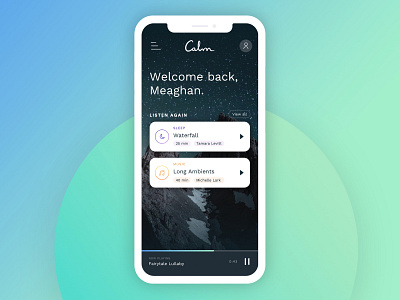 Calm calm gradient meditation mobile ui ux wellness