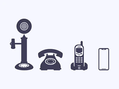 Evolution of the Telephone || Icon Set 2d branding clean design flat icon icons icons set illustration illustrator minimal ui ux vector