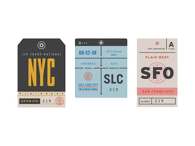 Plaid am checked bag stickers checked bags graphic design hackathon nyc plaid plaid am plaiderdays print sfo slc tags throwback