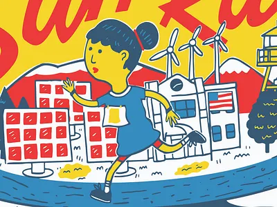 Shirt Graphic for Solar Fundraiser alternative energy amerika blue digital helena red runner solar track bike woman yellow