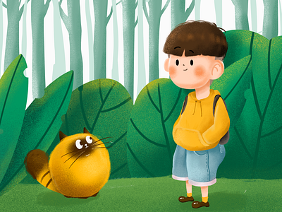 Meet cat character child 插图 设计