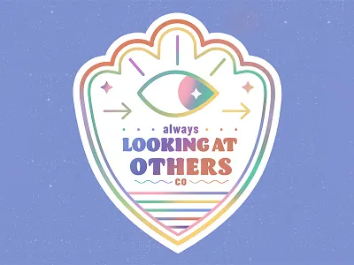 Always Looking at Others badge bright club colorful concept design drawing eye flat gradient graphic graphic design icon illustration illustrator looking simple texture typography vector