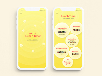 #029 - Food Map animation bubble daily ui food food map interface lunch map mobile principle radar search ui ui challange yellow