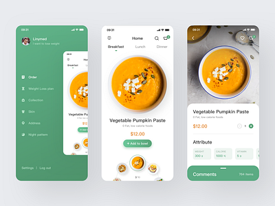 Healthy Slim Food app ui ux 设计