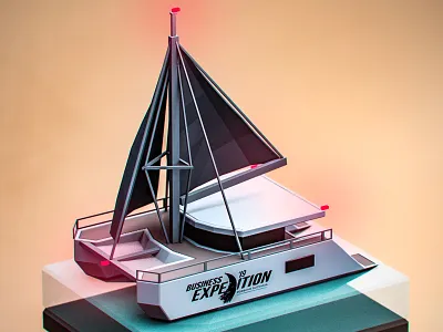 Katamaran 3d 3d art boat cartoon design graphicdesign illustration isometric katamaran render sail sea ship