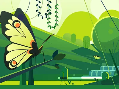 You give me butterflies. 2d after effects animation branding butterfly design digital green illustration illustrations landscape motion graphics mountains plants technology vector
