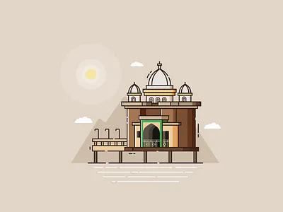 Masjid Apung Flat Design flat design vector