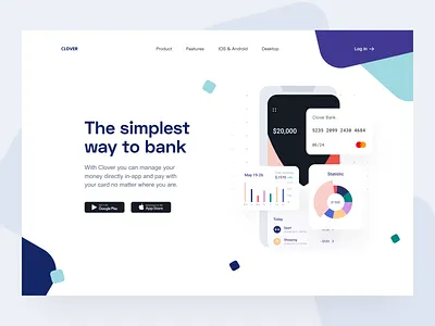 Neobank: Hero section banking app finance hero image landing page payments product ui web