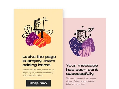 Charco - Illustrations - Empty list & Message sent app design empty state error free graphic illustration illustrations message sent no list ui web