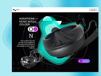 Nura Website - Redesign azure blue color daily design headphone illustration nura nuraphone space typography ui vector web webdesign website