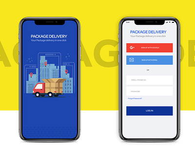 Package Delivery branding design illustration login logo mobile splash ui ux vector