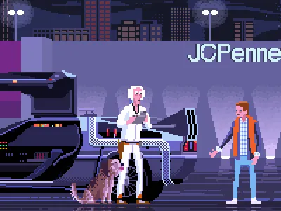 Back to the Future 80s 8bit 8bitart 8bits back to the future bttf delorean digital artist doc marty mcfly pixel art pixelart retro art