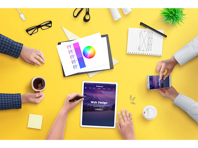 Web designer studio work desk design desk full layered graphic design header image mock up mockup photoshop presentation studio ui user experience user interface ux web design work