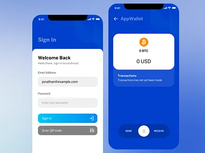 Bitcoin Wallet App app design app interaction bitcoin blockchain blue wallet crypto currency design digital wallet mobile app mobile app design ui ui ux design ui design ui ux design ux design wallet app