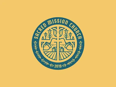 Sacred Mission Church pt. II badge branding engraving etching graphic design icon illustration illustrator line art logo peter voth design vector