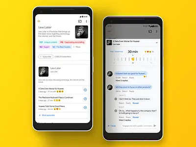 Google Podcast Profiles & Engage Feature UI app design emoji flat google phone pixel podcasts product design ui ux vector