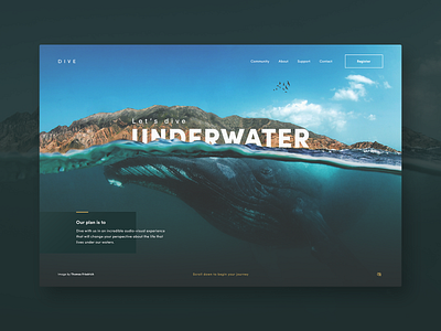 Dive Underwater | Landing page clean design graffino icon landing page landing page design logo typography ui ux water web webpage website world
