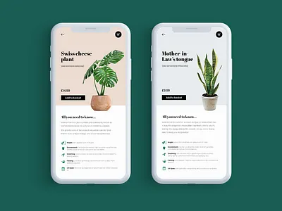 Mobile UI for Houseplant Store design houseplants mobile plant product design ui ux web webdesign