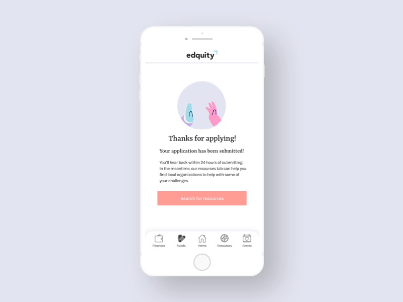 Success! animation app cta delight end high five success tab bar thank you ui