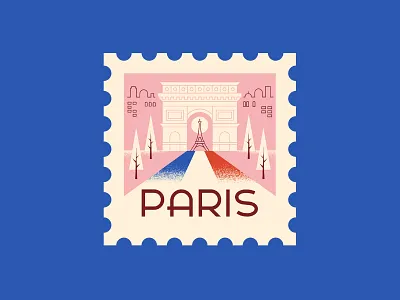Paris ephemera illustration line illustration paris postage stamp retro spot illustration vector vintage