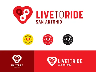 Live to Ride logo set badge badge logo bike bike chain bike ride branding concept design graphic heart icon identity logo love safe