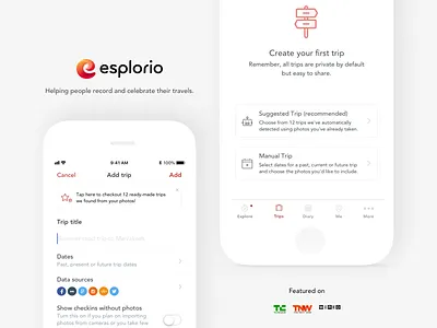 Helping people record and celebrate their travels branding design ios startup travel traveltech ui ux web