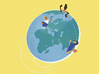 24 Hour Support digital flat globe illustration people procreate support tech world