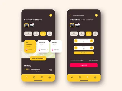 Refueling App Concept app app design car design gas station ios refueling ui ui ux ui design uidesign uiux user interface ux ux design uxdesign