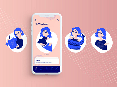 Illustration for Wardrobe app app concept concept art cute illustration design flat iphone people ui ux ux ui design vector