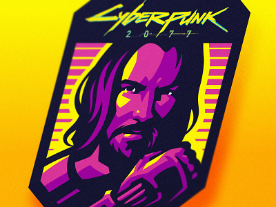 Cyberpunk 2077 2077 art artwork branding cyberpunk cyborg dlanid esports logo fanart hiwow illustration keanu reeves logo logotype robot vector