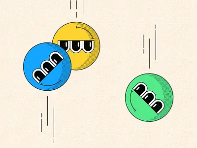 Bounce ball balls bounce color colorful eyes face illustrate illustration