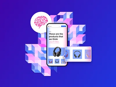 Assets for AI Powered Ecommerce Webinar ai design ecommerce gradient mobile modules online saas sketch technology vector webinar