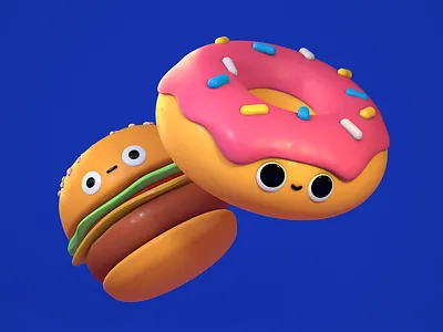 Burger Donut 3d c4d character cheese burger cheeseburger cinema 4d donut donuts eyedesyn food hamburger mograph motion graphics