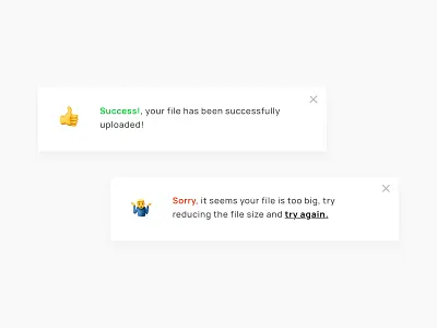 Daily UI 011 - Flash Message clean clean ui daily ui dailyui design emoji emojis error error message experience design flash message flash messages minimal success success message ui ux uxui web white space