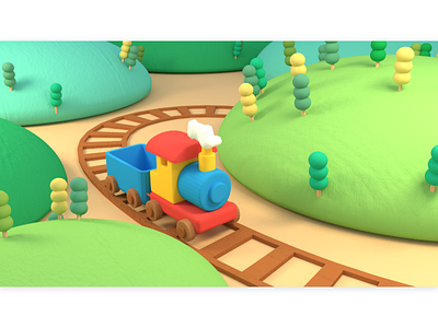 toy train 3d hill journey landscape locomotive miniature mountain outdoor railway travel tree vacation
