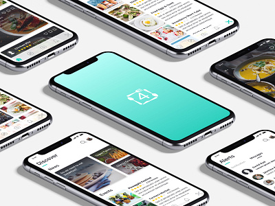 Four Food | App Design app branding clean design design app flat icon ios logo minimal mobile type typography ui ux vector