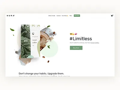 Nura / Website hero section beverage branding branding design clean coffee drink green logo minimal mockup package simple simple clean interface ui ui design ux ux design uxui webdesign website