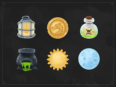 Game Icons for Merchants Cove art artist board game digital digitalart game icons illustration painting