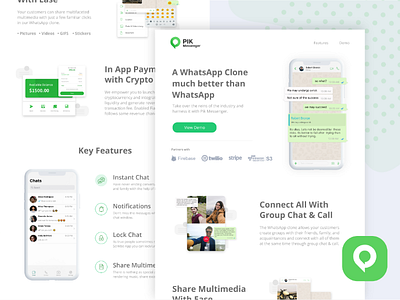 Messenger app - landing page chat chatwebsite landing landingpage messenger ui uidesign ux uxdesign website webui webux