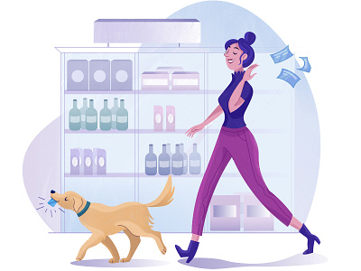 Shopping illustration adobe illustrator adobe photoshop amsterdam branding design editorial girl grocery store holland icon illustratie illustration landingpage shopping vector web