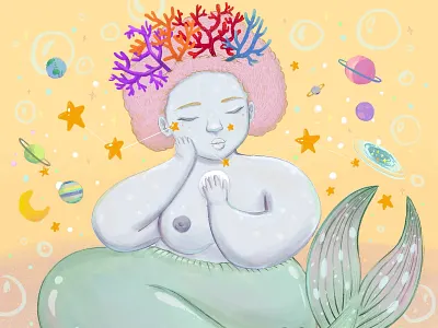 20190615 Digital Mermay Siggie art contemporary illustration digital drawing illustration mermaid mermay pastel woman