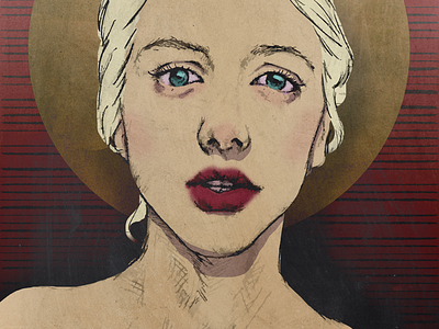 Sinner and a Saint creepy devil digital drawing illustration portrait red lips religion religious saint sin sinner sketch worship