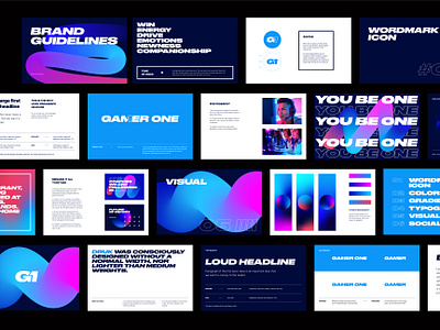 Brand Guidelines G1. Gamer One branding. Gamer logo brand guidelines brand identity brand style guide branding branding and identity canada game gamer gamer logo gamerone gamers gaming gradient gui logo design logodesign logotype platform for gamers typography ui