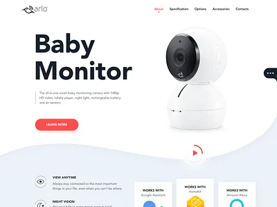 Landing Page arlo camera dailyui dailyui003 icons landing landingpage product page web