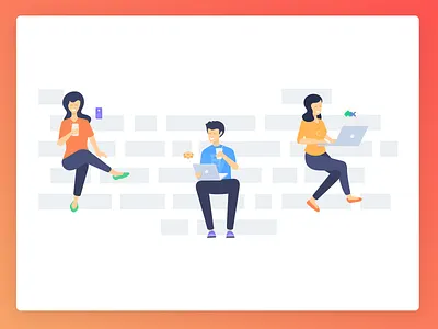 Illustrations - Programming Hub character design characters coding design drawing gradient illustration illustrations laptop mobile procreator programming sketch ui vector