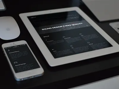 Sound Design Web Portfolio audio concept dark dark theme designer london portfolio responsive sound sound design sound designer sound effects uk web web design webdesign