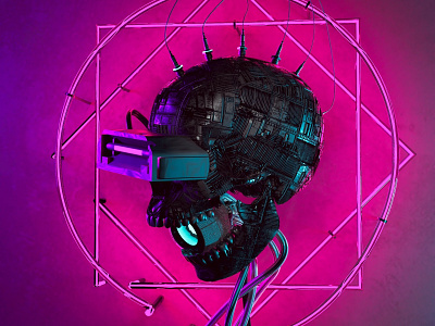 Cyber skull 2077 3d artwork. + Phone and Desktop 4k wallpaper 3d 3d art abstract artwork b3d blender blender3d c3d color cyberpunk cyberpunk 2077 futurism glow neo retro neon skull art skulls teck